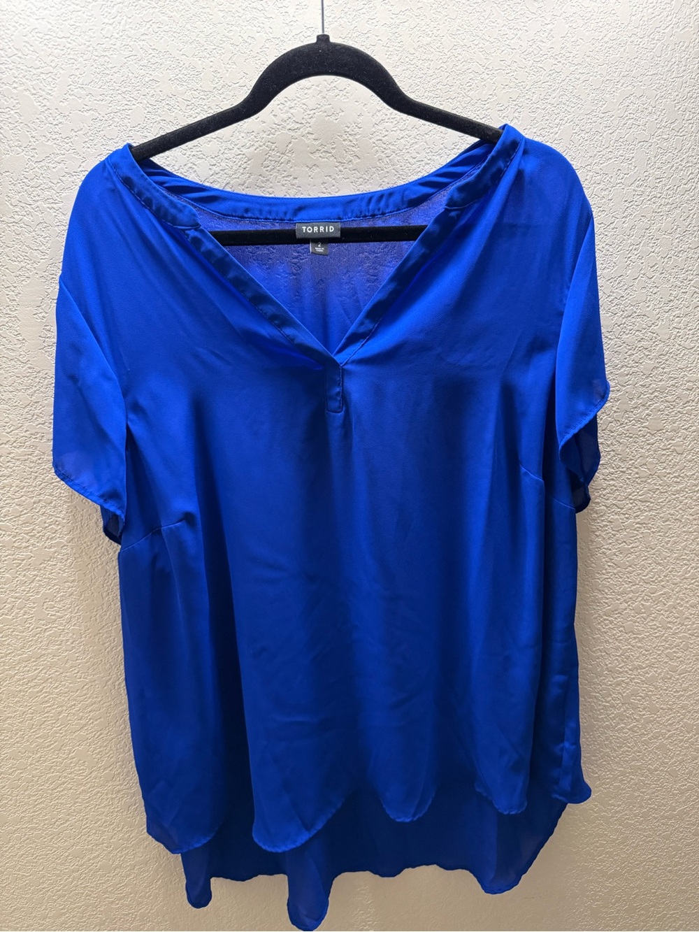 torrid Bold Cobalt V-Neck Short Sleeve Blouse